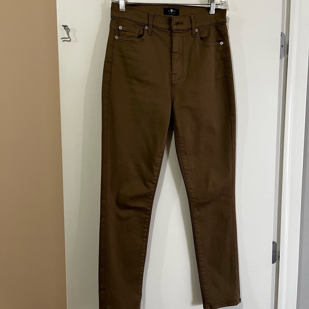 7 For All Mankind Size 26 Olive Green Pants